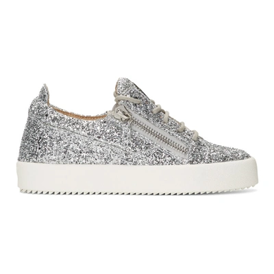 Shop Giuseppe Zanotti Silver Glitter Gail Sneakers