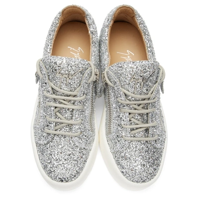 Shop Giuseppe Zanotti Silver Glitter Gail Sneakers