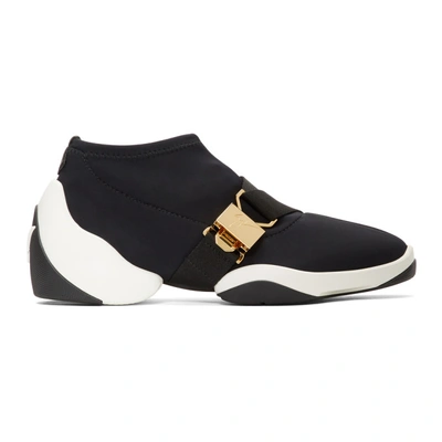 Shop Giuseppe Zanotti Black Light Jump Buckle Sneakers