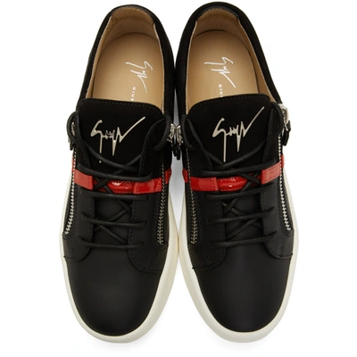 Shop Giuseppe Zanotti Black May London Sneakers In Black/red