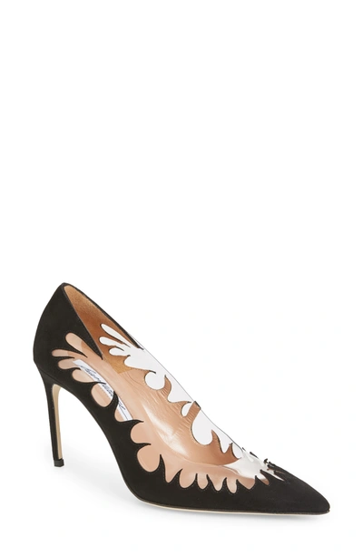 Shop Brian Atwood Victory Cutout Pointy Toe Pump In Black Suede