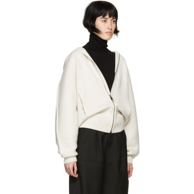 Shop Chloé Chloe White Cashmere Knit Chunky Hoodie In 114 White