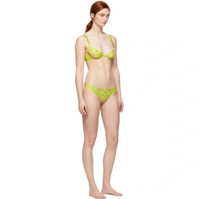 Shop Fleur Du Mal Yellow Lily Lace Thong In 0432 Citrin