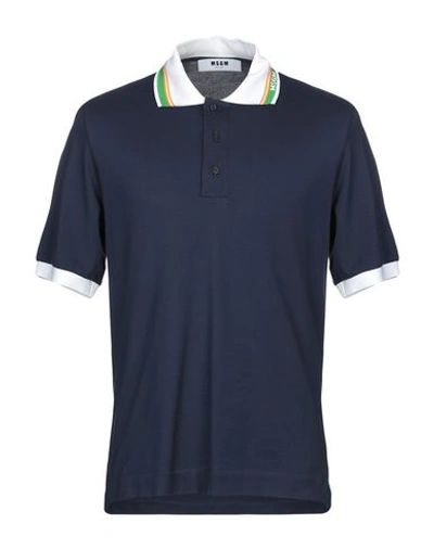 Shop Msgm Polo Shirt In Dark Blue