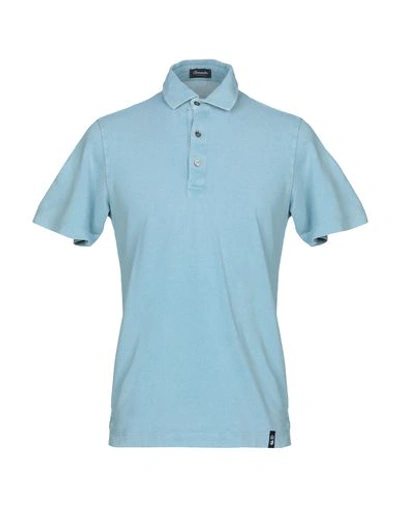 Shop Drumohr Polo Shirts In Pastel Blue