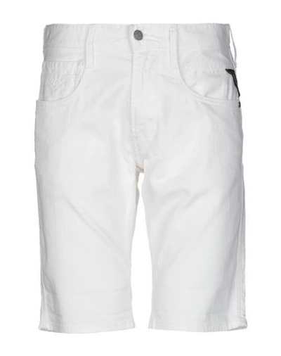 Shop Replay Denim Shorts In White