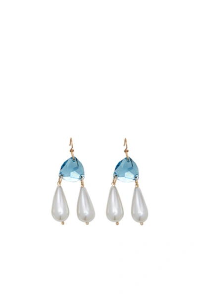 Shop Beck Jewels Opening Ceremony Paradisco Aqua Earrings In Blue/pearls