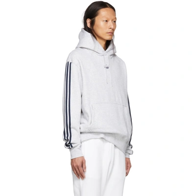 Shop Adidas Originals Grey Fleece Off Court Basketball Hoodie In Lt.gry/navy