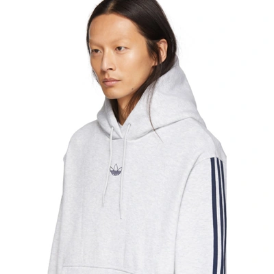 Shop Adidas Originals Grey Fleece Off Court Basketball Hoodie In Lt.gry/navy