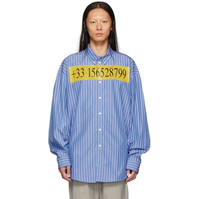 Balenciaga Hotline Number Shirt In Blue | ModeSens
