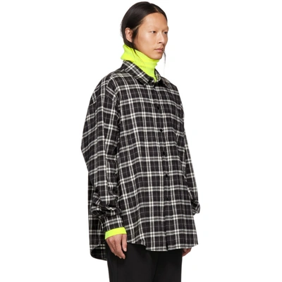 Shop Balenciaga Black And White Oversized Check Flannel Shirt In 1070 Blk/wh