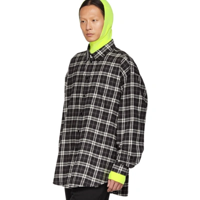 Shop Balenciaga Black And White Oversized Check Flannel Shirt In 1070 Blk/wh