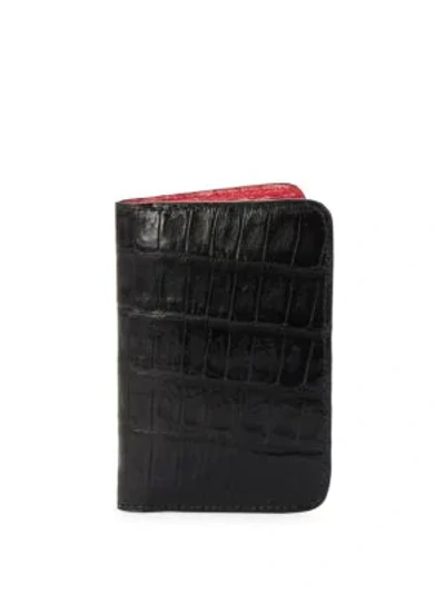 Shop Santiago Gonzalez Crocodile Bicolor Billfold Wallet In Black Red