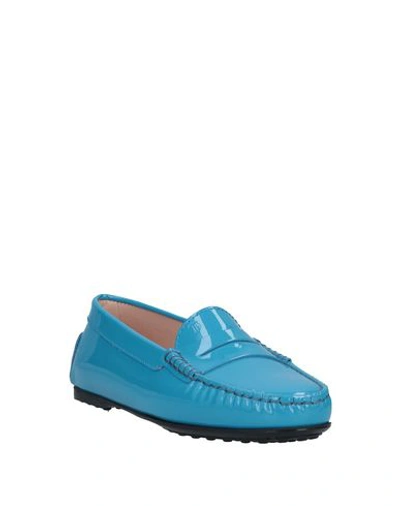 Shop Tod's Woman Loafers Azure Size 9.5 Soft Leather In Blue