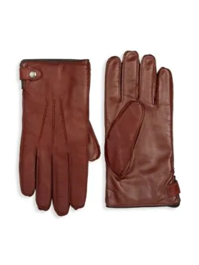 Shop Saks Fifth Avenue Collection Leather Tech Gloves In Cognac