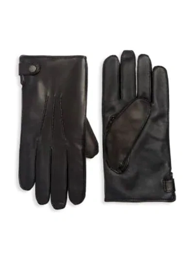 Shop Saks Fifth Avenue Collection Leather Tech Gloves In Black