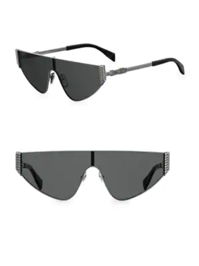 Shop Moschino 99mm Metal Shield Sunglasses In Silver