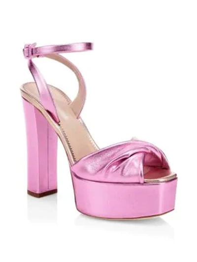 Shop Giuseppe Zanotti Lavinia Metallic Leather Ankle-strap Sandals In Pink