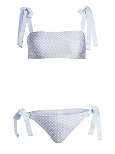 Shop Zimmermann Two-piece Bandeau Bikini Set In Blue Dot