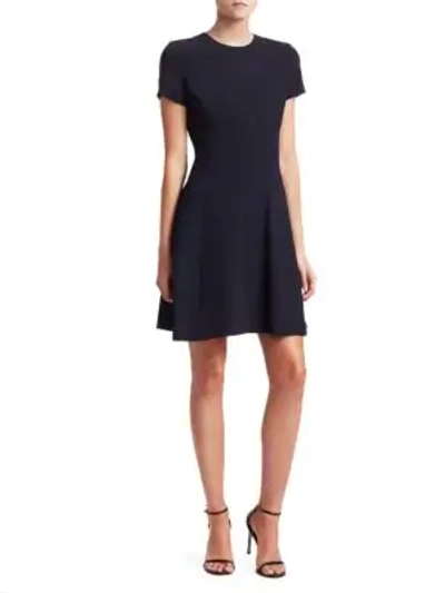 Shop Theory Modern Seamed Fit-and-flare Dress In Deep Navy