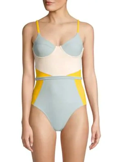 Shop Koré Gaia Colorblock One-piece Swimsuit In Citrine