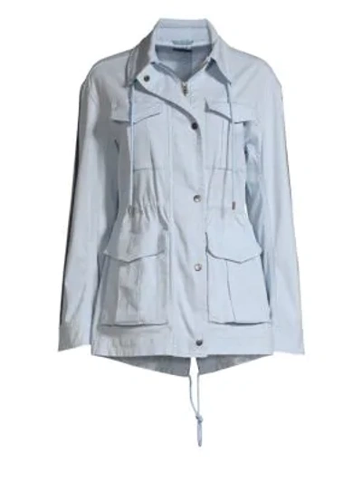 Shop Atm Anthony Thomas Melillo Striped Sleeve Utility Field Jacket In Powder Blue