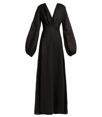 Shop Kalita Utopian Linen Maxi Dress In Black