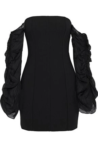 Shop Cinq À Sept Woman Anastasia Off-the-shoulder Silk-georgette And Cady Mini Dress Black