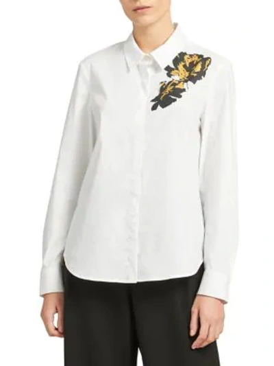 Shop Donna Karan Contrast Button-down Shirt In White