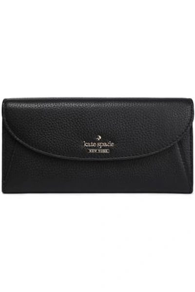 Shop Kate Spade Woman Textured-leather Continental Wallet Black