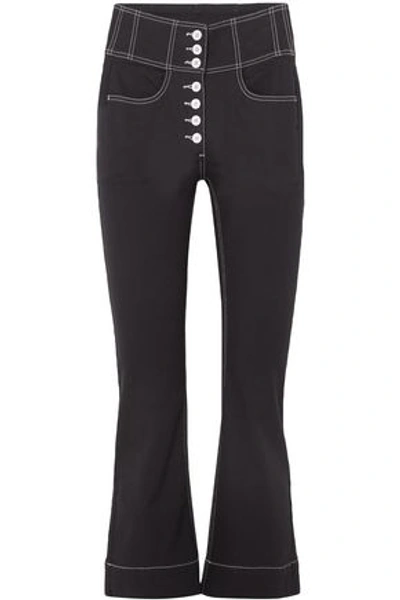 Shop Ulla Johnson Woman Cotton-blend High-rise Denim Kick-flare Jeans Black