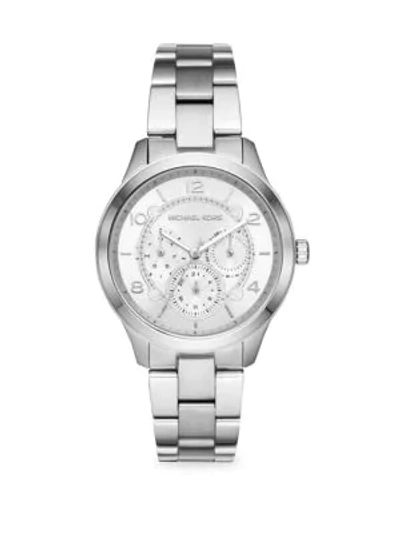 Shop Michael Kors Runway Chronograph Stainless Steel Watch In Silver