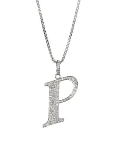 Shop Nina Gilin Women's Silvertone & Natural Champagne Diamond Initial Pendant Necklace