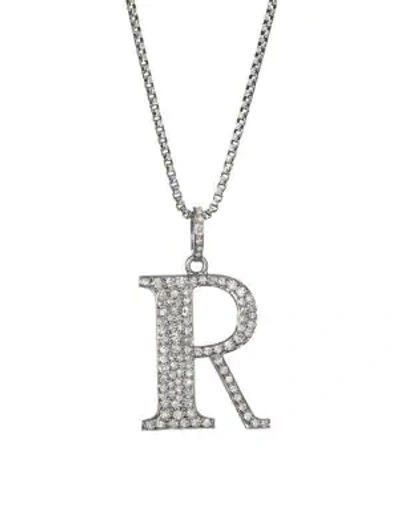 Shop Nina Gilin Women's Silvertone & Natural Champagne Diamond Initial Pendant Necklace In Initial R