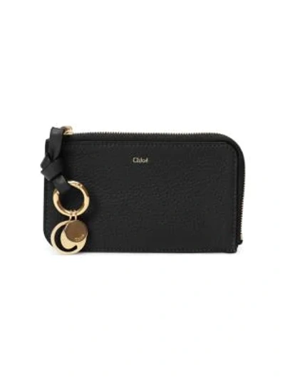 Shop Chloé Alphabet Zip Leather Card Case In Black