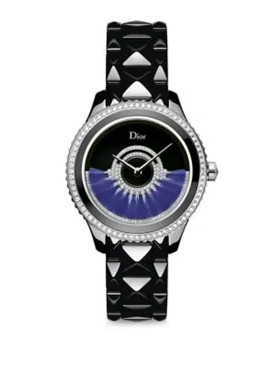 Shop Dior Viii Grand Bal Limited-edition Diamond, Stainless Steel, Black Ceramic & Alligator Automatic Wa In Black-blue