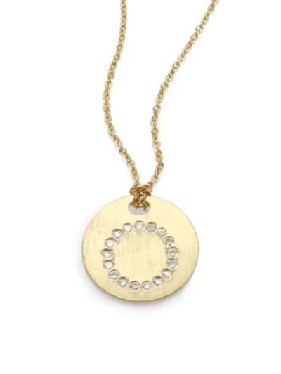 Shop Roberto Coin Tiny Treasures Diamond & 18k Yellow Gold Initial Pendant Necklace In Initial O