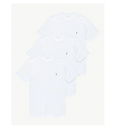 Shop Allsaints Brace Tonic Pack Of Three Cotton-jersey T-shirts In White White Wh
