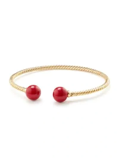 Shop David Yurman Women's Bead Bracelet With Gemstone In 18k Yellow Gold In Red Enamel