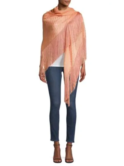 Shop Missoni Fringed Zigzag Wrap In Pink