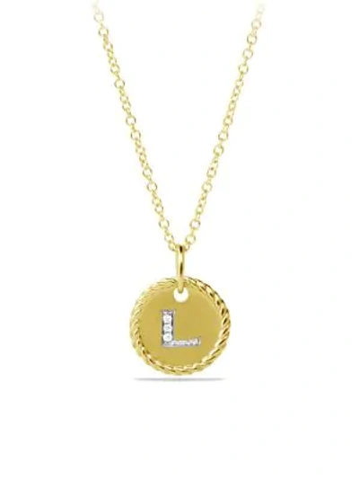 Shop David Yurman Women's Initial Charm Necklace With Diamonds In 18k Gold In Initial L
