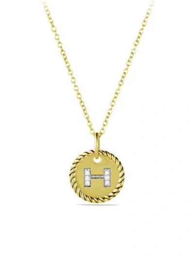 Shop David Yurman Women's Initial Charm Necklace With Diamonds In 18k Gold In Initial H