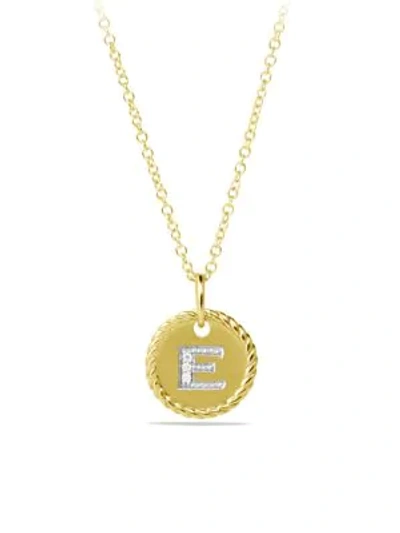 Shop David Yurman Women's Initial Charm Necklace With Diamonds In 18k Gold In Initial E