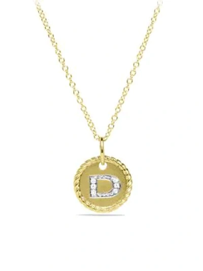 Shop David Yurman Women's Initial Charm Necklace With Diamonds In 18k Gold In Initial D