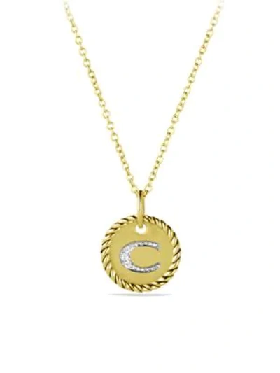 Shop David Yurman Women's Initial Charm Necklace With Diamonds In 18k Gold