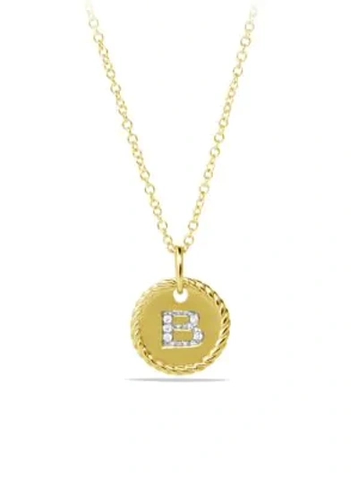 Shop David Yurman Women's Initial Charm Necklace With Diamonds In 18k Gold In Initial B