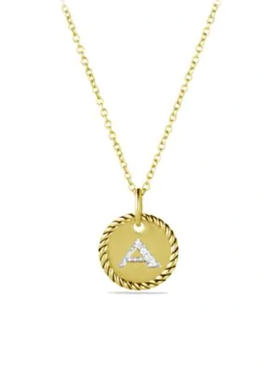 Shop David Yurman Women's Initial Charm Necklace With Diamonds In 18k Gold In Initial A
