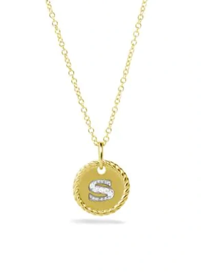 Shop David Yurman Women's Initial Charm Necklace With Diamonds In 18k Gold In Initial S