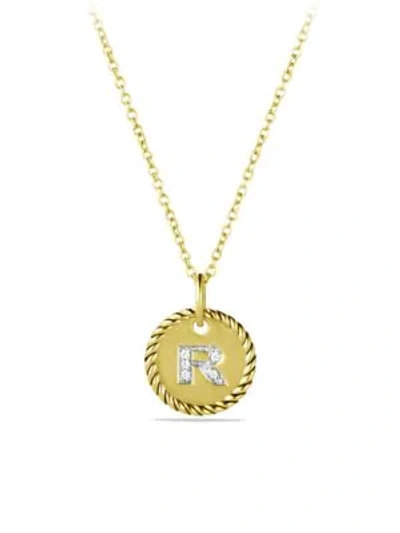 Shop David Yurman Women's Initial Charm Necklace With Diamonds In 18k Gold In Initial R