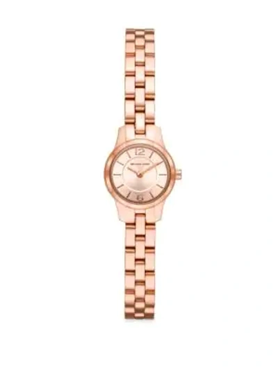 Shop Michael Kors Petite Runway Stainless Steel Bracelet Watch In Rose Gold
